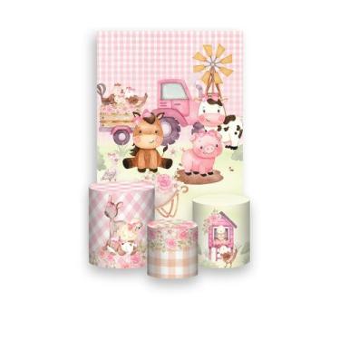 Imagem de Painel De Festa Vertical 1,50 x 2,20 + Trio De Capas Cilindro - Fazend