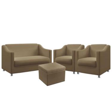 Imagem de Kit Poltrona Namoradeira mais 2 Poltronas Estofada Alya Com Puff Quasa