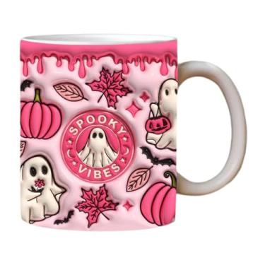 Imagem de Ioensy Caneca de café de cerâmica para Halloween, xícara de café da manhã com alça, copo de bebida para cappuccino, expresso, presente de inauguração de casa, Style W
