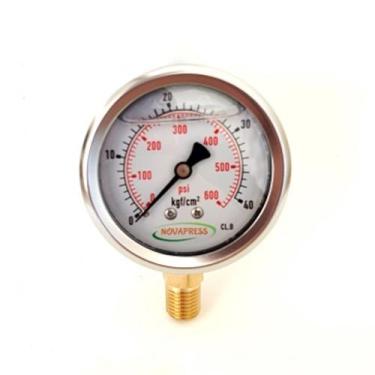 Imagem de Manômetro vertical-diam.63mm (2. 1/2 ) com escala de 0-40 KGF/CM2 x 60