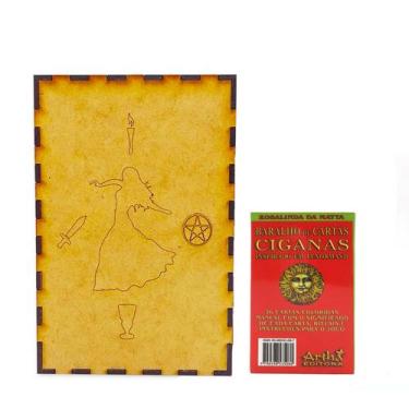 Imagem de Kit Mini Baralho Cigano Lenormand e Porta Tarô Caixa Madeira - Flash