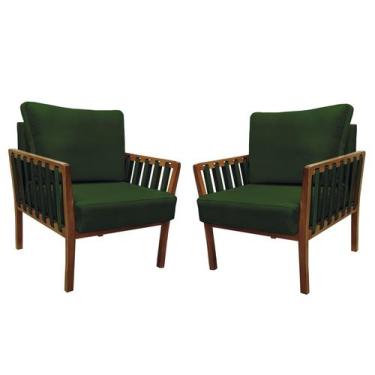 Imagem de Kit 2 poltronas decorativa luxo  califórnia dora bela, 0130 Verde Musg