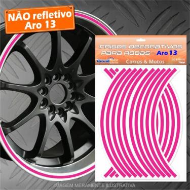 Imagem de Adesivo Decorativo Vinil Roda Carro Moto 7mm Aro 13 Rosa Pink - Decalf