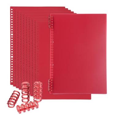 Imagem de PATIKIL Pacote com 12 capas de encadernação, A4 (11,8 x 8,5 polegadas) 22 Mil capas de caderno de plástico com pente de encadernação para apresentação de relatório de livro, vermelho