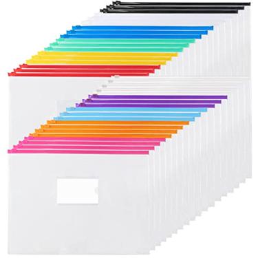 Imagem de EOOUT 36 envelopes de plástico, envelopes de poliéster com zíper, pastas de arquivo, A4, tamanho carta, 11 cores, para material escolar e de escritório