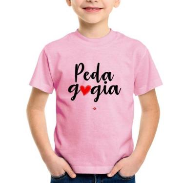 Imagem de Camiseta Infantil Pedagogia por amor - Foca na Moda, Rosa bebê, 2