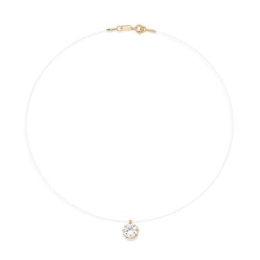 Imagem de Colar Rommanel Nylon Com Solitário 10mm Banhado Ouro Catálogo 532569