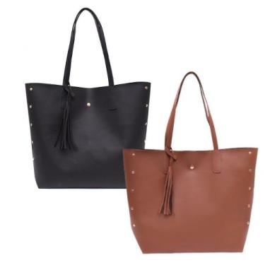 Imagem de Kit 2 Bolsa Feminina Grande Espaçosa Compacta Elegante Básica - M R N 