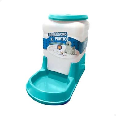 Imagem de Bebedouro Pratico Automatico c/Dispenser Caes e Gatos - Alvorada (Azul, 3 Litros)