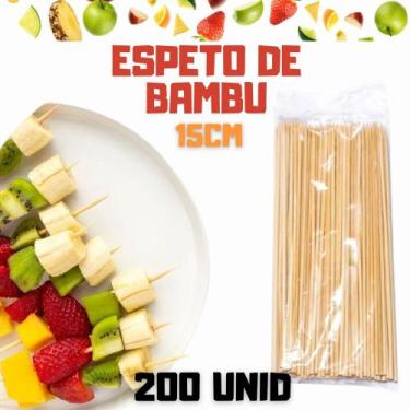 Imagem de Palito Espeto Bambu Petisco lanches, 15cm Pct 200 Unid - SEKI