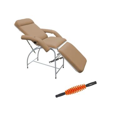 Imagem de Kit Poltrona Estética Reclinável Luxo Bege + Massageador Manual Liveup