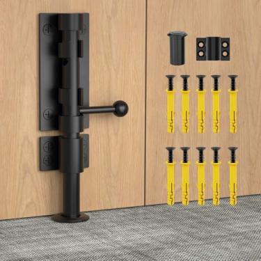 Imagem de Mixizigoz Trava de porta de parafuso deslizante resistente, trava de aço inoxidável 304 para armário, jardim, cerca, porta de celeiro - Fechadura de porta deslizante reforçada com orifício de cadeado