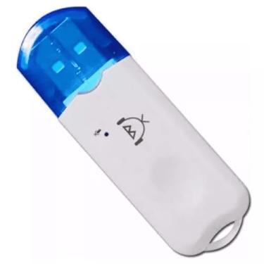 Imagem de Adaptador USB Bluetooth para Carro, Receptor de Música, Formato Pendrive, Branco e Azul