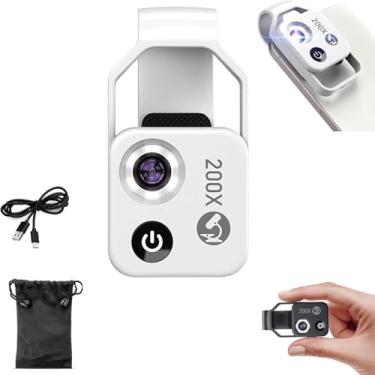 Imagem de Zoom De Ampliação Nanozoom 200x, Lente De Telefone Celular Nanozoom, Câmera De Microscópio De Bolso Nanozoom X200, Lente De Zoom Nano 200x, White