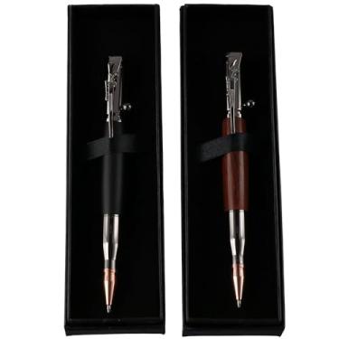 Imagem de okhobby 2 conjuntos de canetas de metal Bolt Action Kit de canetas esferográficas de madeira de latão sólido, canetas de metal para negócios com caixa de presente