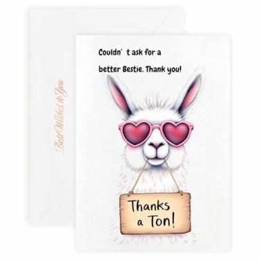 Imagem de MAGJUCHE Cartão de agradecimento para Bestie – Selo de cera elegante e envelope, papel 300 g/m², impressão vívida de 600 DPI, 12 x 17 cm, design de lhama
