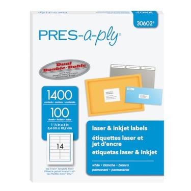 Imagem de Etiquetas de endereço a laser PRES-A-ply 3,33 x 10 cm, branca, caixa com 1400 (30602)