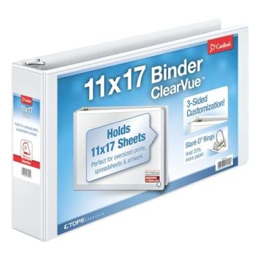 Imagem de Cardinal® Anel Slant-D® 28 x 43 cm, fichários ClearVue™, anéis de 7,6 cm, 63% reciclado, branco