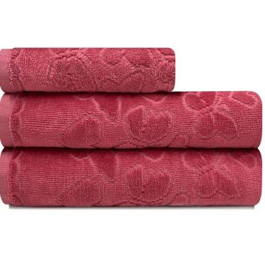Imagem de Jogo de Toalhas 3 Peças Banho e Rosto Döhler 100% Algodão Aveludada Romance