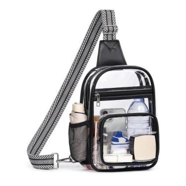 Imagem de Bolsa transparente QOECI para eventos em estádios, preta transparente