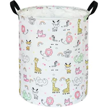 Imagem de VAIVUSTO Cesto De Roupa Suja Para Bebês, Lona Com Estampa Animais, Caixa Armazenamento Berçário Meninos E Meninas, Presente Brinquedo Mulheres, Casa, Escritório, Decoração Casa