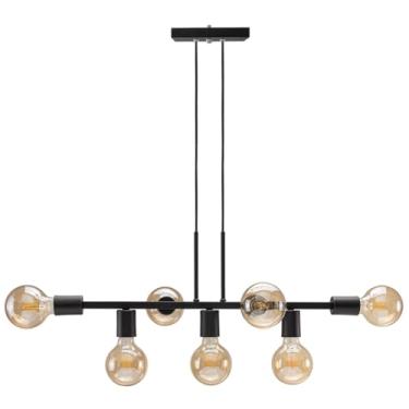Imagem de Pendente Lustre 7 Lâmpadas para Sala de Jantar e Comércio 68cm Estilo Moderno e Funcional(Preto)