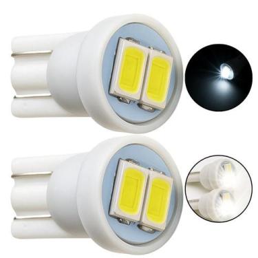 Imagem de Par LED T10 Lâmpada Branca Luz Farolete 12V Automotiva Pingo