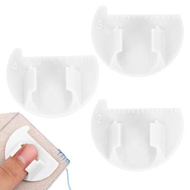 Imagem de 3 Peças Régua de Dedo para Costura Pontos Uniformes, Mini Guia Ponto Polegar 2/3/4mm Kit de Gabarito Costura Manual Precisão e Ferramenta para Quilting (Branco)