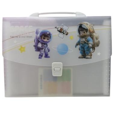 Imagem de Pasta Maleta Organizadora A4 Infantil Sanfonado com Alça Estampa Astronauta Menina Menino (Astronauta - Modelo 4)