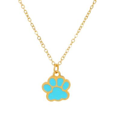 Imagem de LPYO Colar com estampa de pata de animal de estimação, para mulheres e meninas, fofo, de aço inoxidável, cachorrinho, gato, pata para amantes de animais, corrente ajustável, Aço inoxidável, Sem Pedra