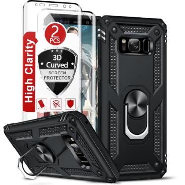 Imagem de LeYi Capa compatível com Samsung Galaxy-S8 Plus ( ), Capa para celular Galaxy S8 Plus com [2 unidades] Protetores de tela curvados 3D Capa à prova de choque de grau militar para Samsung S8+ Plus