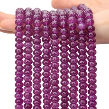 Imagem de AUREHEN 2 fios (150 peças) contas roxas de jade Rondelle, 5 * 8 mm pedras preciosas espaçadoras soltas contas de disco de ábaco para pulseira faça você mesmo, colar, brincos, fabricação de joias, kit