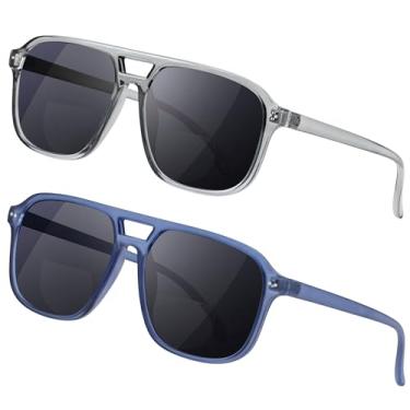 Imagem de Madison Avenue Pacote Com 2 Óculos De Sol Bifocais Retrô Aviador Para Leitura, Masculino E Feminino, Da Moda, Proteção Uv, Cinza/Azul +1,5
