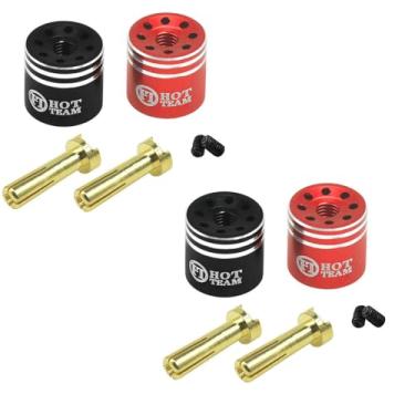 Imagem de HOT TEAM Aluminum Heatsink Bullet Plug Grips with 5mm Bullets with Hole (Black/Red) 2set (4mm)