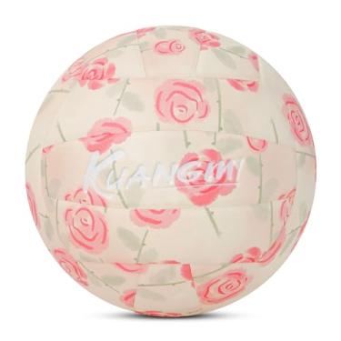 Imagem de Kuangmi Bola de vôlei macia rosa rosa, tamanho oficial 5, bola recreativa interna e externa, bola de jogo de praia de treinamento esportivo para iniciantes, adolescentes e adultos