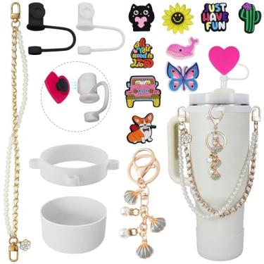 Imagem de Conjunto de acessórios de copo Stanley para copo de 850 g 1134 g, alça de suporte de garrafa de água, tampa de cobertura de palha Stanley, pingentes de bota de garrafa de água, presente para mulheres