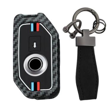 Imagem de Ysbxitu Capa de chave compatível com BMW F850 GS K1600 K1600 B GT GTL R1600 GSLC R1200R LC capa protetora de controle remoto acessórios interiores automotivos chaveiro decorativo A-vermelho azul