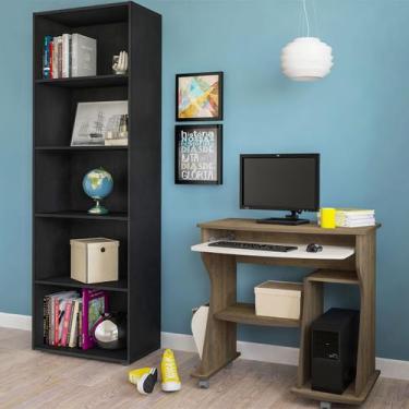 Imagem de Escritório Completo Multy 6 Prateleiras Preto/Off White  - Pnr Móveis,