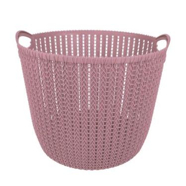 Imagem de Cesto Trançado Circular M Rosa Antigo Mor
