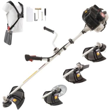 Imagem de Roçadeira Máquina de Cortar Grama À Gasolina Kawashima KW52-LE 2T 52cc 2,5HP de Alta Performance Com Carretel Nylon + Faca 3 Pontas + Faca 40 Dentes