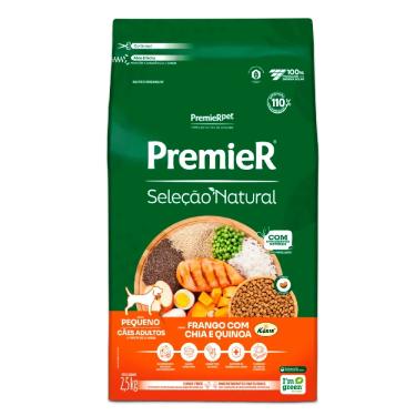 Imagem de Ração Premier Seleção Natural Cães Adultos Porte Pequeno Frango, Chia e Quinoa 2,5kg
