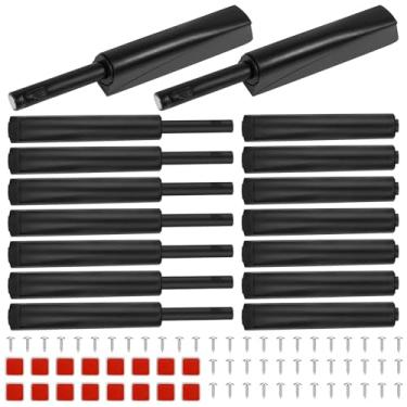 Imagem de 16 peças de trava magnética para porta aberta para armário trava magnética para porta oculta ponta de puxar para gaveta de liberação magnética no armário, fecho de toque, forte pop out (preto)