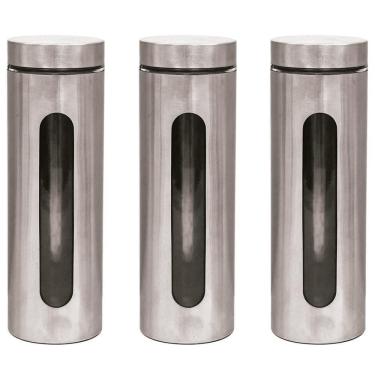 Imagem de Kit 3 Pote Inox Visor Hermético 1,8L - Mimo Style