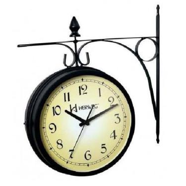 Imagem de Relógio parede herweg 6358 034 dupla face tipo estação preto