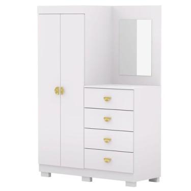 Imagem de Cômoda Guarda-Roupa com 4 Gavetas e 5 Prateleiras com Espelho Cristine