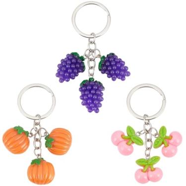 Imagem de GORGECRAFT 1 caixa 3 estilos plástico frutas chaveiro 3D cereja abóbora uva chaveiro pingente bolsa berloques para decoração de chaves de carro joias presentes mochila acessórios decoração pendurada