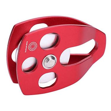 Imagem de ZJchao Polia de Escalada, 30kn Grande Polia de Resgate Dupla de Dupla de Alumínio Portátil de Segurança Ao Ar Livre para Tirolesa, Escalada e Levantamento de Rocha (Vermelho)