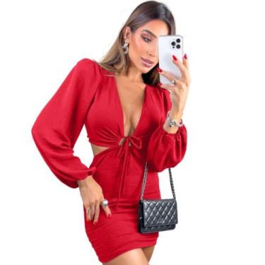 Imagem de Vestido Duna Festa Multiformas Cropped Manga Longa Balada Evento Passe