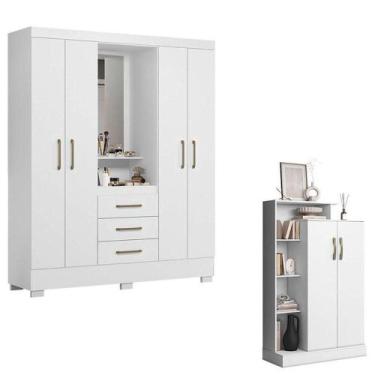 Imagem de Guarda Roupa Solteiro Paris 2045150 E Armário Multiuso Florença 200019