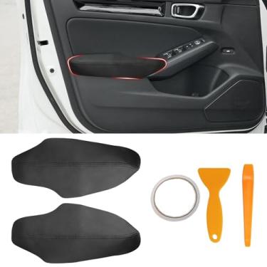 Imagem de SUNBREATH Capa de apoio de braço compatível com painéis de porta dianteira para Honda Civic 2022-2025, acabamento de apoio de braço de porta dianteira esquerda e direita com ferramenta de instalação